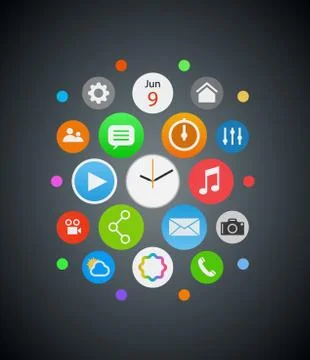 Smart watch icons Stock Illustration