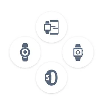 Smart watch icons, smartwatch vector sign, fitness tracker, smart watch data  Stock Illustration