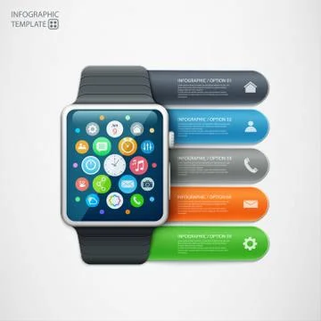 Smart watch with infographics elements イラスト素材