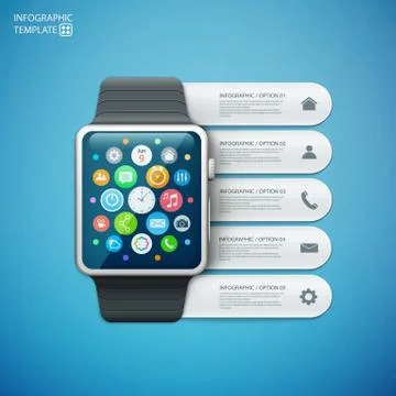 Smart watch with infographics elements イラスト素材