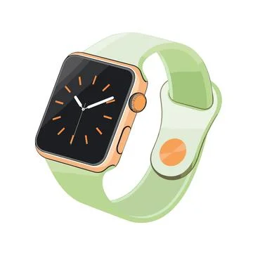 Smart watch isolated on white background. Vector illustration in cartoon style. Illustrazione stock