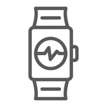 Smart watch line icon, clock and digital, gadget sign, vector graphics, a linear Stock Illustration