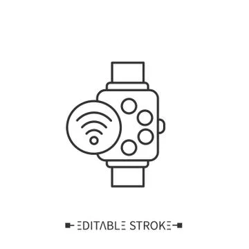Smart watch line icon. Editable illustration Stock Illustration
