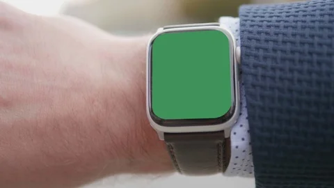 Smart Watch Mobile Technoloy Wearable Green Chroma Screen Devicea Stock Footage 119799548