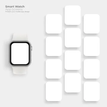 Smart Watch Mockup with Blank App Screens Stock Illustration