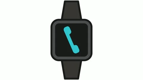Smart Watch with Phone Icon Flat Design on White Background Stock Footage 316483716