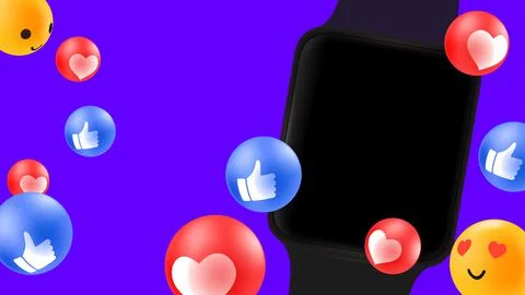 Smart Watch Presentation. Editable Mockup for Advertisement with Flying Stock Illustration