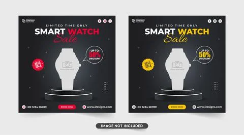 Smart watch product post. Smart watch social media post. Limited time offer s Stock Illustration
