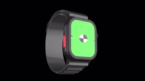 Smart watch rotating on background with Alpha channel for chroma key. Isolated Illustrazione stock