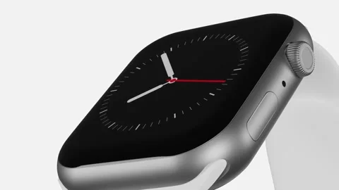 Smart watch rotating on white background. Touch screen wearable technology sm Stock Footage 219691788