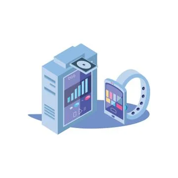 Smart watch with server equipment Stock Illustration