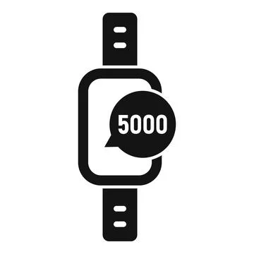 Smart watch showing 5000 steps in speech bubble icon Stock Illustration