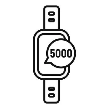 Smart watch showing 5000 steps icon, outline style Ilustración de archivo