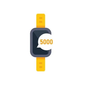 Smart watch showing 5000 steps on screen displaying fitness progress Illustrazione stock