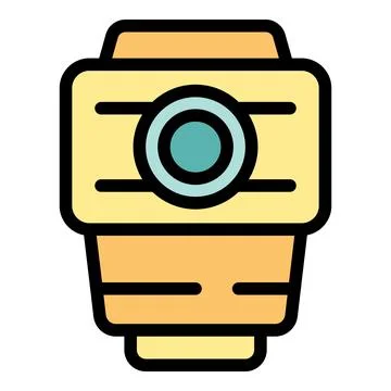 Smart watch showing camera application icon, wearable technology for photog.. Stock Illustration