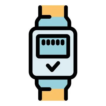 Smart watch showing check mark icon and loading bar on display Illustrazione stock