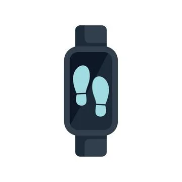 Smart watch showing footprints icon tracking steps Stock Illustration
