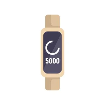 Smart watch showing progress bar reaching 5000 steps goal Illustrazione stock