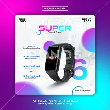 Smart watch social media post banner template for online marketing PSD Template
