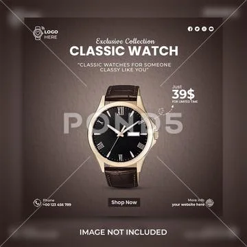Smart watch Social media square post template design. PSD Template