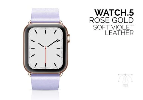 Smart watch with soft violet leather bracelet realistic vector illustration Stock Illustration