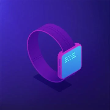 Smart watch software. Isometric vector 3d illustration. Stock Illustration