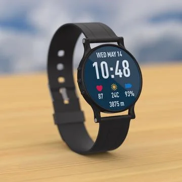 Smart watch on table. 3D illustration Stock Illustration