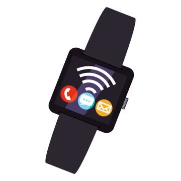 Smart watch technology with applications menu Stock Illustration