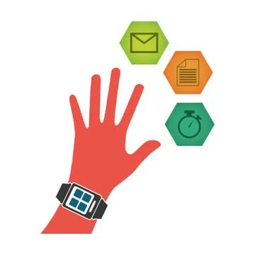 Smart watch technology with applications menu Stock Illustration