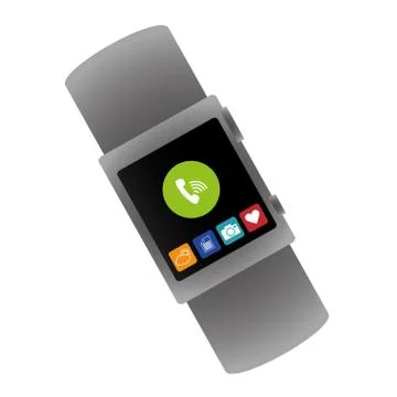 Smart watch technology with applications menu Stock Illustration