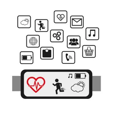 Smart watch technology with applications menu 스톡 일러스트