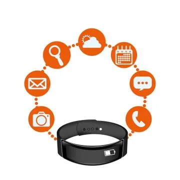 Smart watch technology with applications menu Stock Illustration