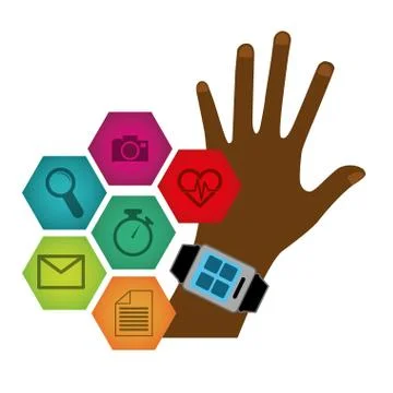 Smart watch technology with applications menu Illustrazione stock