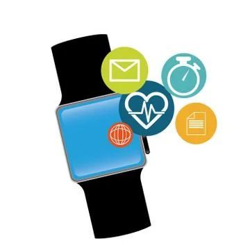 Smart watch technology with applications menu Illustrazione stock