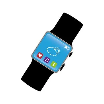 Smart watch technology with applications menu Stock Illustration