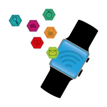 Smart watch technology with applications menu Stockillustratie
