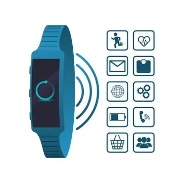 Smart watch technology with applications menu イラスト素材
