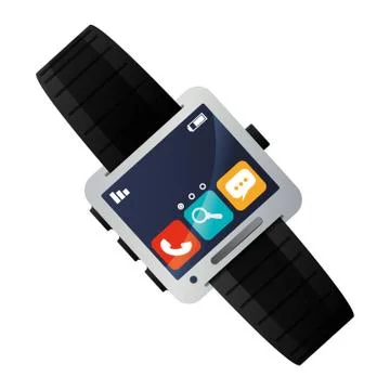 Smart watch technology with applications menu Stock Illustration