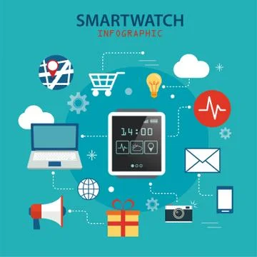 Smart watch technology concept background Stock Illustration