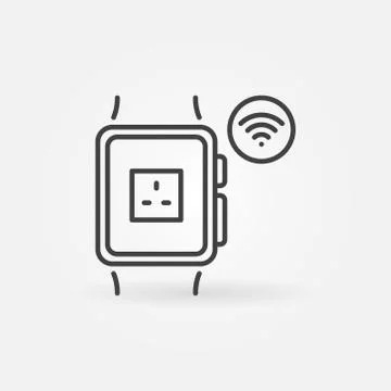 Smart Watch with UK smart socket App vector linear icon イラスト素材