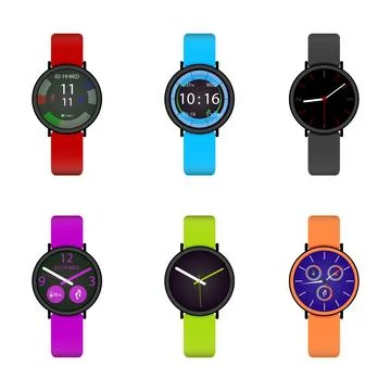 Smart watch user interface design collection Stock Illustration