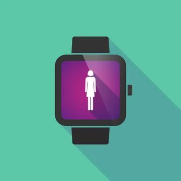 Smart watch vector icon with a female pictogram Stock Illustration
