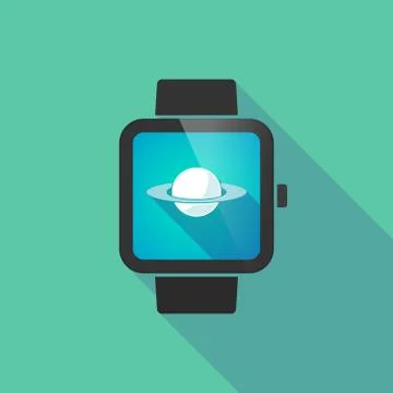 Smart watch vector icon with the planet Saturn Stock Illustration