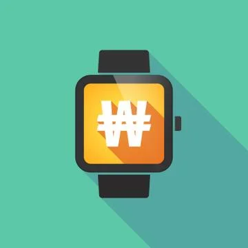 Smart watch vector icon with a won currency sign Stock Illustration