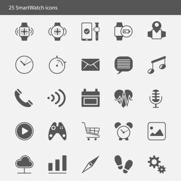 Smart watch vector icons set flat style Stock-Illustration