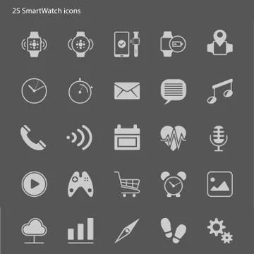 Smart watch vector icons set style Stock Illustration