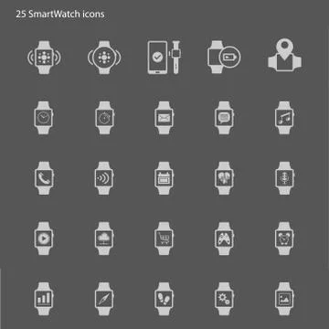 Smart watch vector icons set style Illustrazione stock