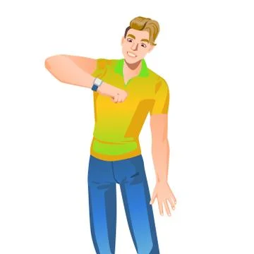 Smart watch vector illustration with man on isolated background Stock Illustration