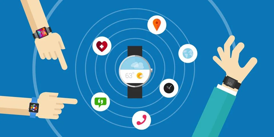 Smart watch wearable functions Stock Illustration
