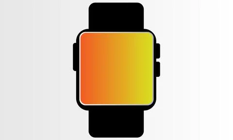 Smart watch web icon vector illustration with yelow gradient to orange wallpaper Stock Illustration